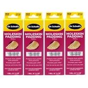 4 Pack - Dr. Scholl's Moleskin Padding ROLL, 1 roll // Thin, Flexible Cushioning & Pain Relief - Cut to Any Size - 24 Inches X 4 5/8 Inches