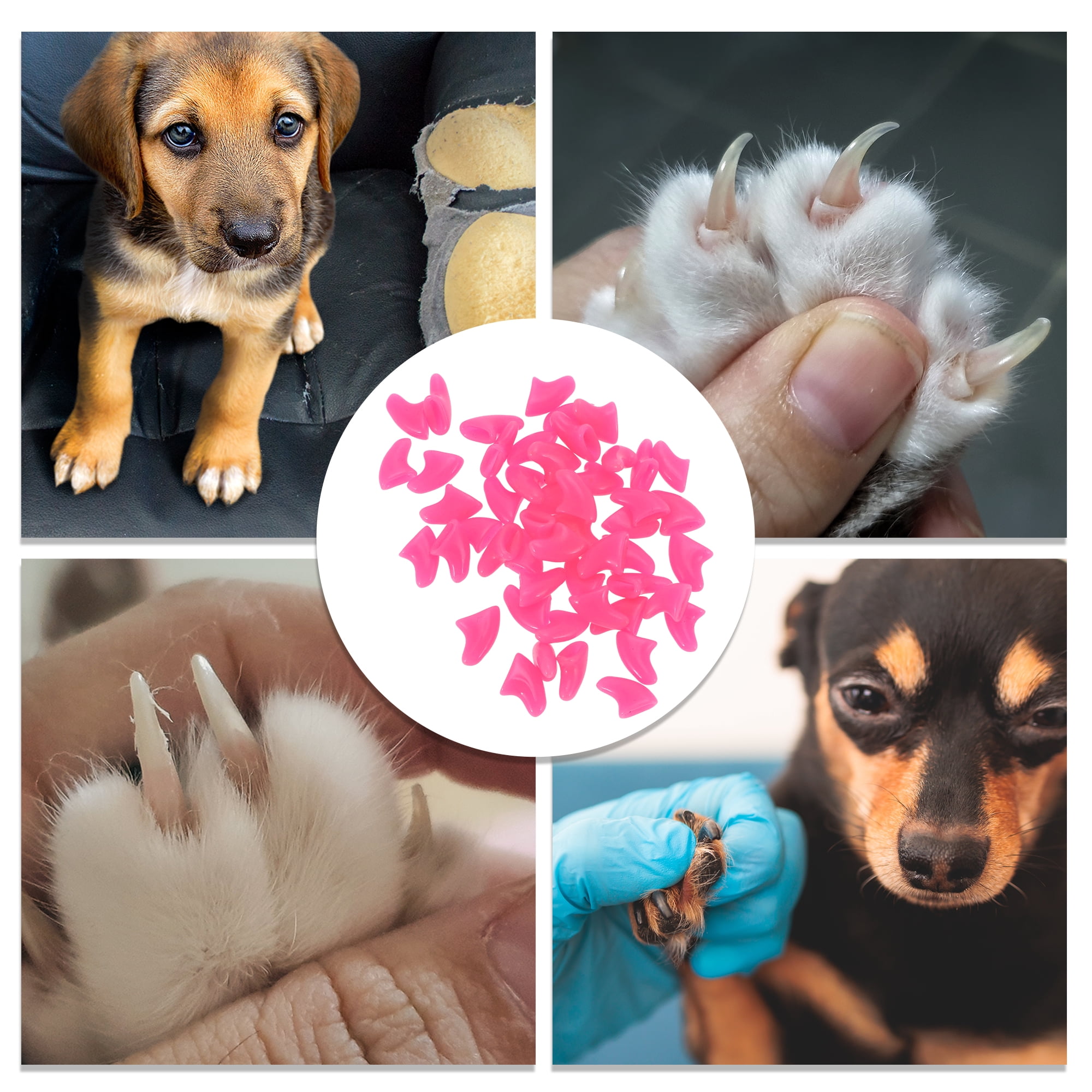 Unique Bargains Anti-scratch Pet Nail Caps for Dog 50 Pcs Rose Red Small