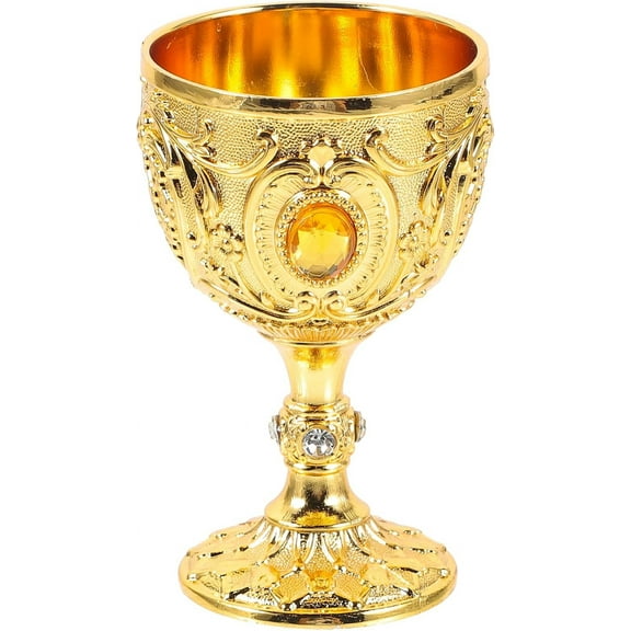 Vintage Chalice Medieval Goblet, 30ml Shot Glass Brass Gold Wine Glasses Goblet, Communion Cup, Cocktail Glass Cup for Home Bar Wedding Party Supplies
