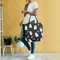 thumbnail image 6 of Open Top Canvas Tote Bag with Zipper Reusable Shopping Bag 13.5x15" Roomy Carryall Cute Cartoon Ghosts and Bones, 6 of 9