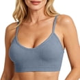 thumbnail image 3 of Gytharion Women's Ribbed Sports Bras Solid Color Wide Straps Flexible Support Seamless Bras Workout Comfort Wireless Bras, 3 of 5