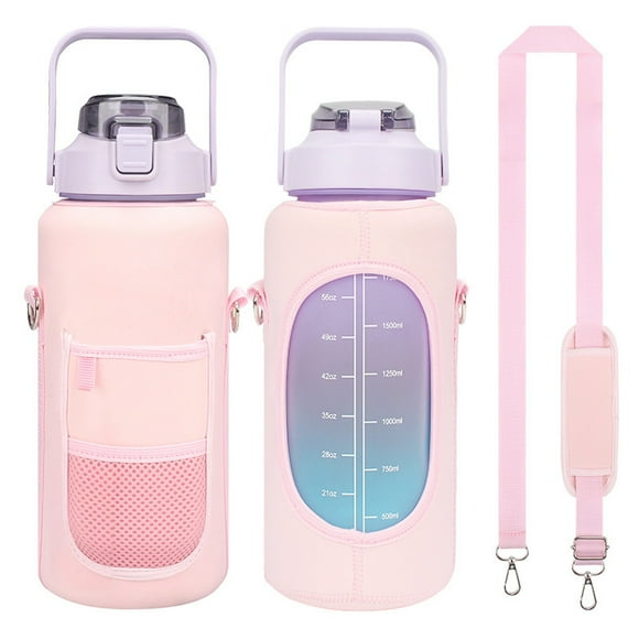 Vaso de agua de medio galón, botella de agua deportiva de plástico con marca antiderrames, funda para vasos, cubierta protectora para vasos deportivos, cubierta aislante