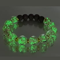 ARTSY Crafts Glow in The Dark Beads Bracelet 7-8", European Lampwork Pink & Gold Bead Bracelet, Luminous Beads Anxiety Stress Relief Healing Crystal Chakra Bracelets Women Men