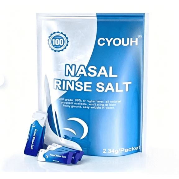 Salt Saline Packets Sinus Nasal Rinse for Neti Pot, 100PCS Individually Wrapped Nasal Wash Irrigation System Nose Cleaner Saline Refill Pakckets