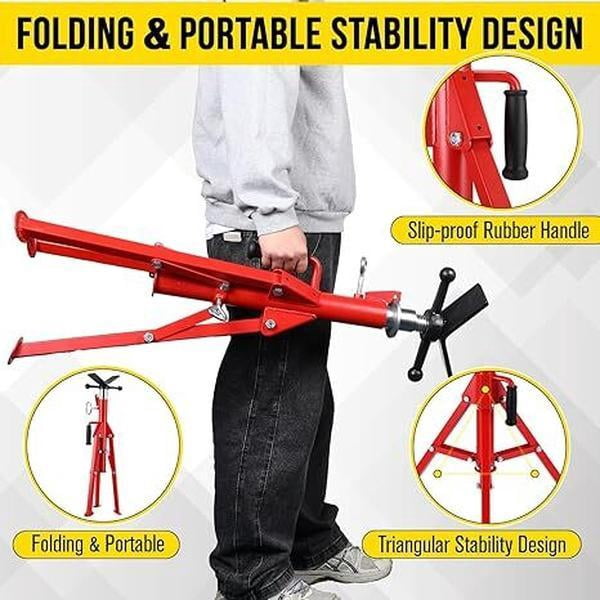 V-Head Pipe Jack Stand with 2500 Lbs Heavy-Duty Steel, Folding Legs, 28-52 Inch Adjustable Height, for Welding, Automotive and Construction Projects