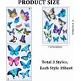 thumbnail image 2 of 3 Style Vinyl Car Stickers Butterfly PVC Waterproof Bumper Self-Adhesive 3D Decals Removable for Automotive Motorcycle Helmet Luggage Window Wall Room Dorm Home Bathroom Decor, 2 of 6