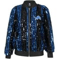 thumbnail image 2 of Women's Cuce  Black Detroit Lions Slim Fit Sequin Striped Full-Zip Bomber Jacket, 2 of 4
