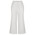 thumbnail image 5 of ylioge Women's Winter Lounge Trousers Linen High Waist Wide Leg Pants Flowy Solid Color Cropped Baggy Vacation Trousers Pantalones, 5 of 7