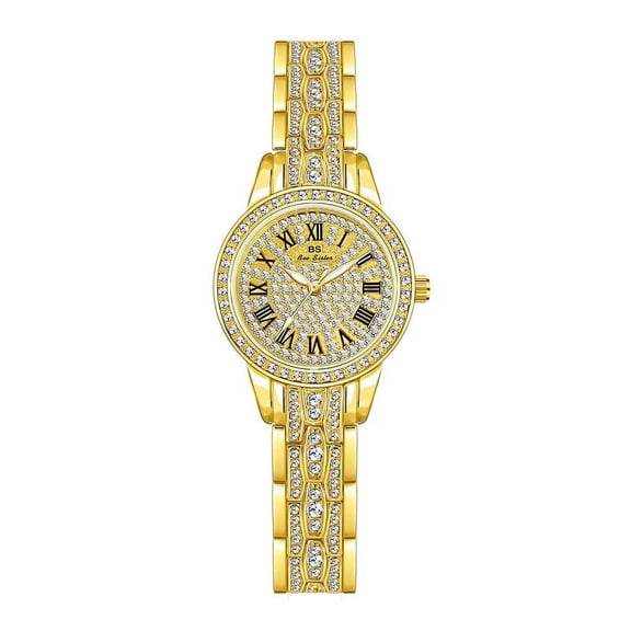 BS New Watch Chain Watch Pink Light Luxury Women's Watch Full of Diamonds Quartz Watch Fashion