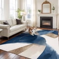 thumbnail image 3 of Navy Blue Geometric Large Area Rugs for Bedroom Living Room, Soft Non Slip Carpet Bedside Rug, Abstract Art Modern Rectangular Floor Cover Kitchen Accent Rug 5'x7' for Dining Room/Office, 3 of 9