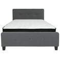 thumbnail image 5 of BizChair Full Size Three Button Tufted Upholstered Platform Bed in Dark Gray Fabric with Mattress, 5 of 6