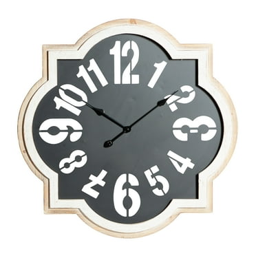 DecMode 32" x 32" Black Metal Quatrefoil Wall Clock