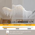 thumbnail image 4 of 36" Modern Wave LED Crystal Chandelier Pendant Light, Adjustable Color Temp 3000K-6000K, Height Adjustable Ceiling Fixture for Living Room & Luxury Spaces, 4 of 9