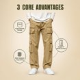 thumbnail image 2 of Cargo Pants For Men Casual Wide Leg Relaxed Fit Tactical Work Pants Mens Fall Fashion Elastic Waist Drawstring Long Trousers With Mult Pockets, 2 of 4