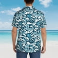 thumbnail image 4 of Honeii Ocean Waves Print Men’s Hawaiian Shirt,Classic Button-Down Short Sleeve Shirt, for Beach, Vacation, and Outdoor Activities,Large, 4 of 7