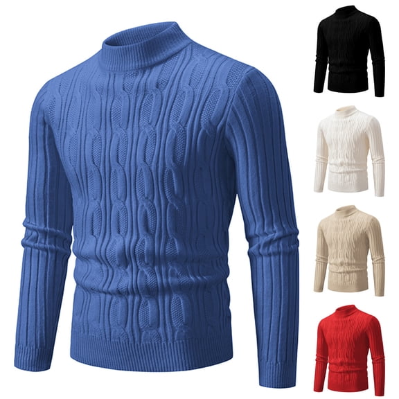 Hinvhai Men's Mock Turtleneck Sweater Long Sleeve Half Neck Pullover thermal Casual Ribbed High Neck Pullover Sweater Red 8(XL)