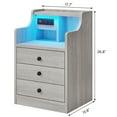thumbnail image 5 of Night Stand with Charging Station and LED Ligts,LED Nightstand with 3 Drawers and Hutch,Bedside Table with Shelves,Grey, 5 of 8