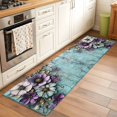 thumbnail image 3 of Retro Flower Kitchen Runner Rug 2x6 Washable Runners for Hallway Non Slip Blue Walls Mottled Vintage Country Farm Large Area Rug Indoor Floor Carpet for Bathroom Laundry Entryway Bedroom Living Room, 3 of 8