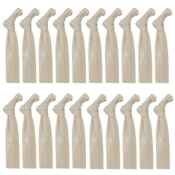 Cyndibands Ribbon Hair Ties - Champagne - 25 Pack - No Damage Elastic Ribbon Less Crease Ponytail Holders