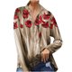 thumbnail image 1 of Mujeres Primavera Casual Impreso Turn-down Collar Manga larga Botones Pullover Blusa Camiseta Tops Fridja hkj5548, 1 of 5