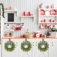 thumbnail image 4 of 2 PCS 10.6 Inch Fall Norfolk Pine Wreaths for Cabinets, Rustic Wreath with Red Berries & Black White Buffalo Plaid Bow, Farmhouse Thanksgiving Wreath for Fireplace Indoor Outdoor Home Decor, 4 of 5