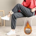 thumbnail image 4 of Pantalones gruesos de forro polar para mujer, pantalón Harlan informal, Pantalones rectos versátiles, pantalones de chándal cálidos hasta el tobillo, moda, nuevo, 4 of 4