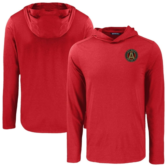 Men's Cutter & Buck Red Atlanta United FC Coastline Epic Comfort Eco Recycled Long Sleeve Hoodie T-Shirt