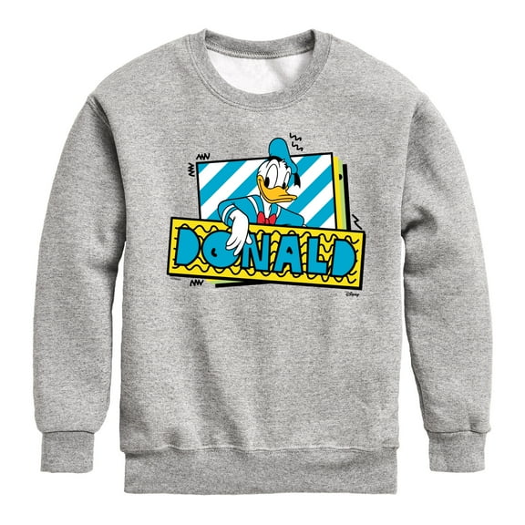 Disney - Leaning Donald Duck With Nametag  - Toddler & Youth Crewneck Fleece Sweatshirt