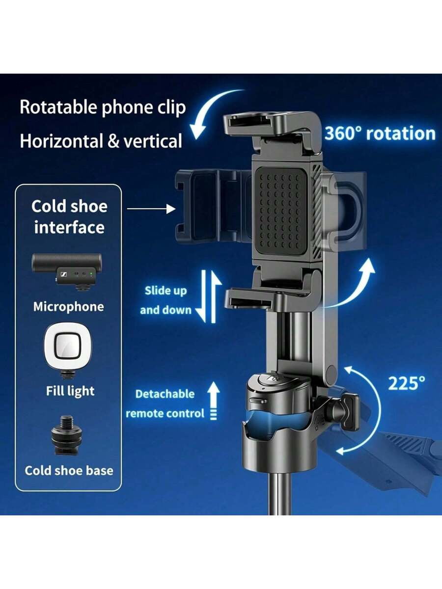 Phone Tripod With 2 Selfie Light, Portable Pocket Size Selfie Stick For IPhone Magsafe, Selfie Stick With Wireless Detachable Remote Control For Photograph, Live Streaming, Video Recording