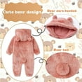 thumbnail image 5 of Domzest Newborn Baby Winter Bear Snowsuit, Fleece Jumpsuit, Hooded Romper for Infant Girls Boys Pink 6M-Month, 5 of 7