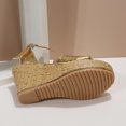 thumbnail image 4 of Kukoosong Womens Wedge Sandals Dressy Summer Suede Wedges Peep Toe Chunky Block Heels Platform Wedge Sandals Buckle Strap Sandals Women Gold 36, 4 of 7