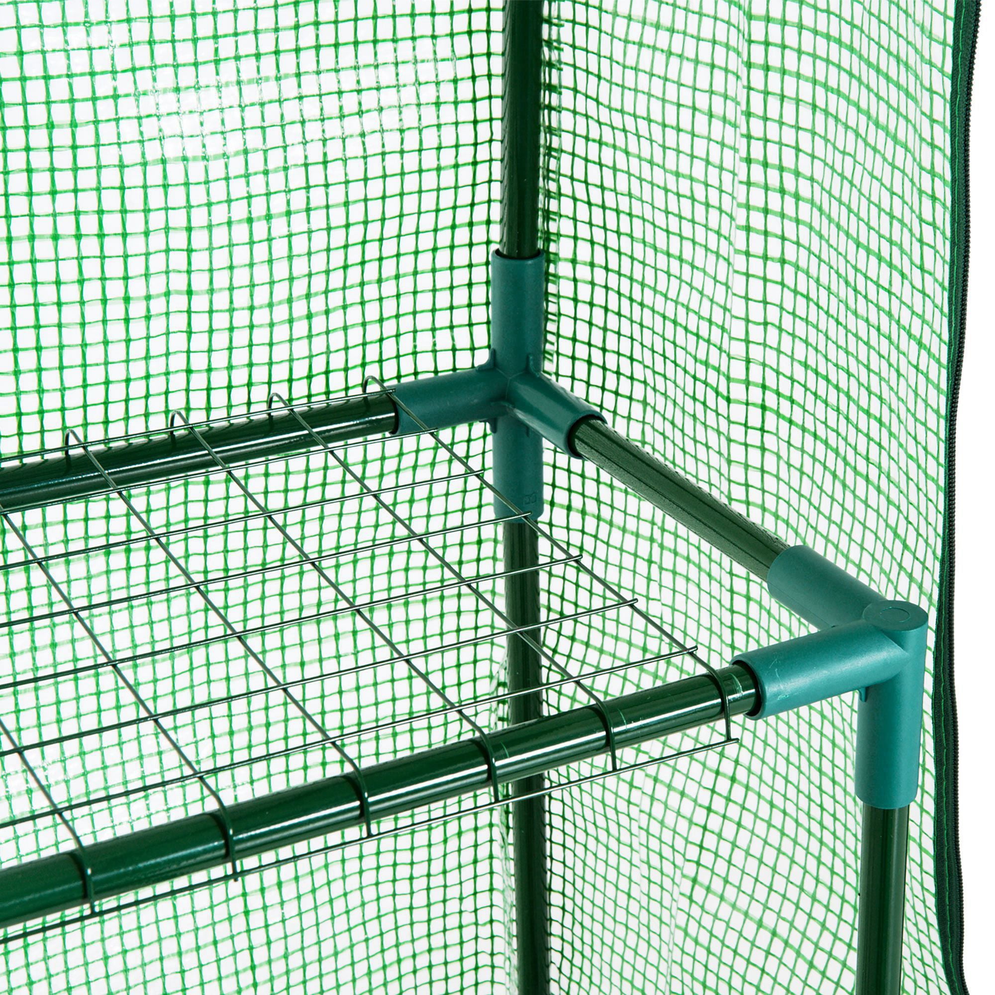 Mini Walk-in Greenhouse Kit, Portable Green House with 3 Tier Shleves, Roll-Up Door