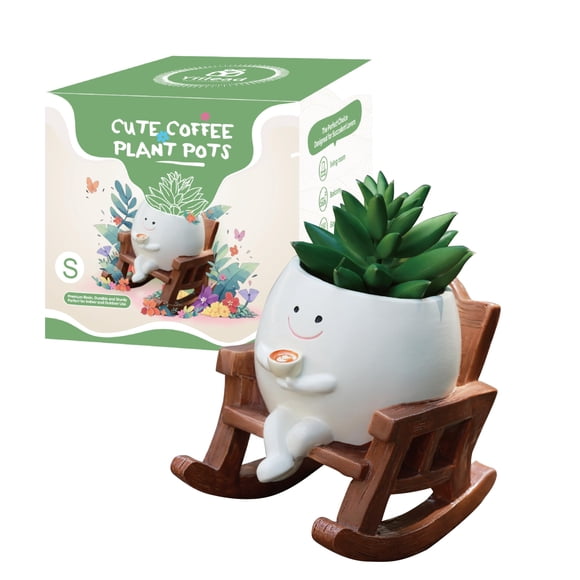Mecedora Planter Pot yiilead con forma de cara sonriente, 12 cm