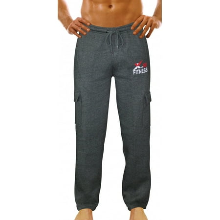 x-2 men's fleece active joggers sweatpants tracksuit running athletic pants 5 pockets black