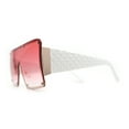 thumbnail image 3 of Luxury Large Shield Rectangle Exposed Lens Rimless Sunglasses Gold White Pink, 3 of 4