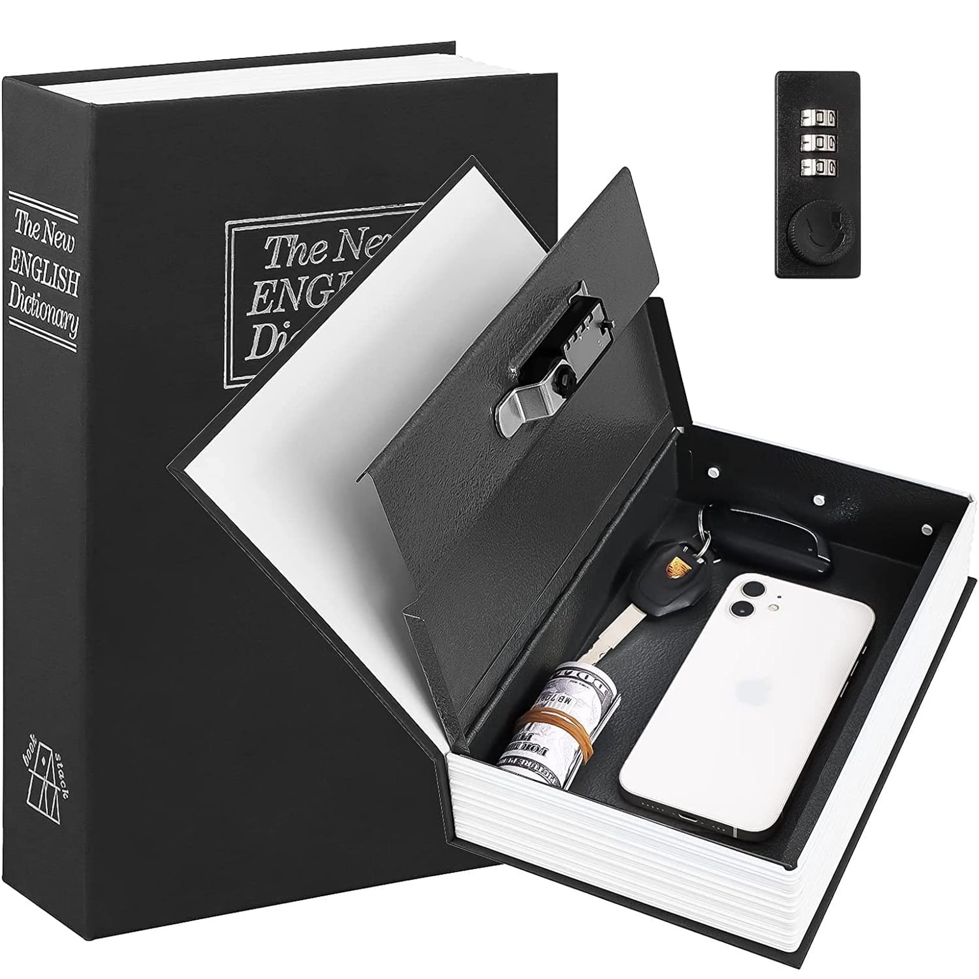 Alloy Steel Book Safe With Lock Dictionary Safe For Storing Cash Box - 18x11.5x5.5 Cm Black