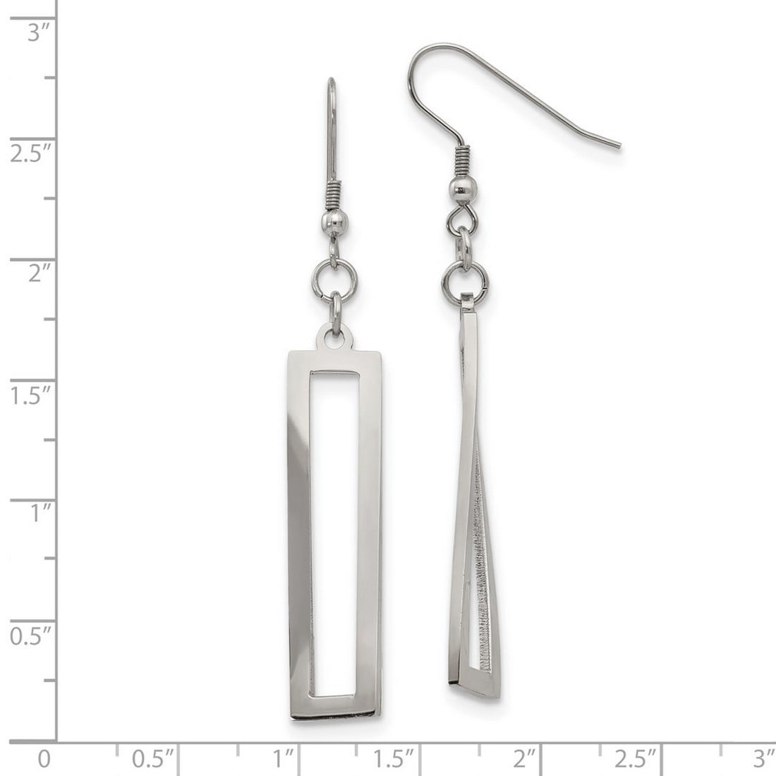 Stainless Steel Polished Twisted Shepherd Hook Earrings 38.7x1.6mm Wide Stud Earring for Women
