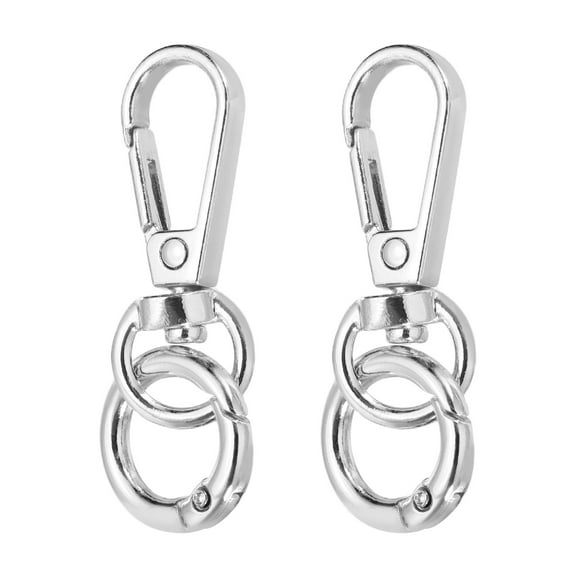 Uxcell 2Pack Swivel Clasp Clip, 2" Snap Hook with O Spring Ring Metal Double Opening Key Chain Clip Lobster Claw Clasps for DIY Crafts Bags Jewelry Lanyards, Silver