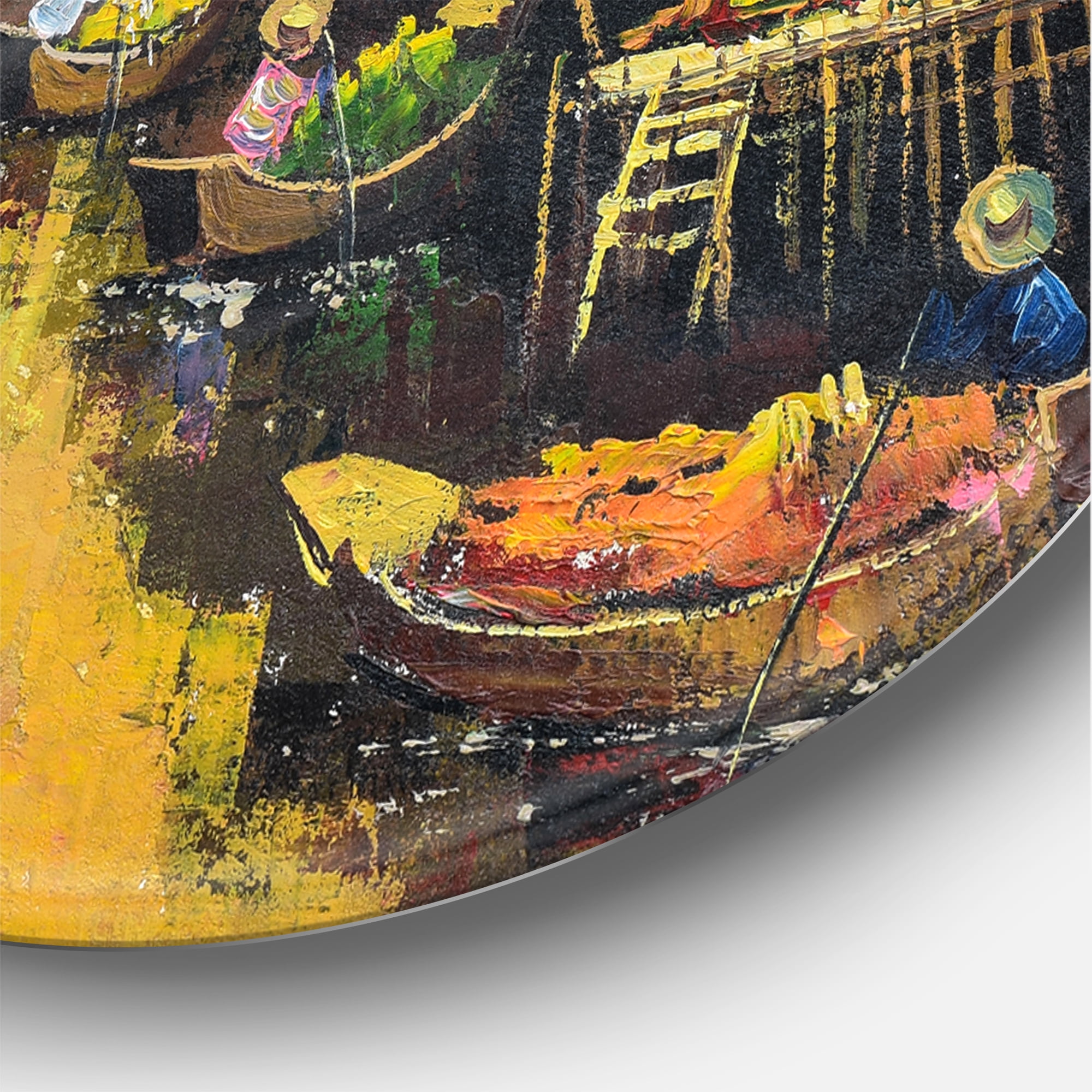 Designart 'Ancient Waterside Life II' Traditional Circle Metal Wall Art 36x36 - Disc of 36
