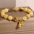 thumbnail image 3 of Citrine Bead Bracelet with Golden Charm - Bohemian Style, Natural Stone, Perfect for Casual Attire & Gifts,Yellow, 3 of 5