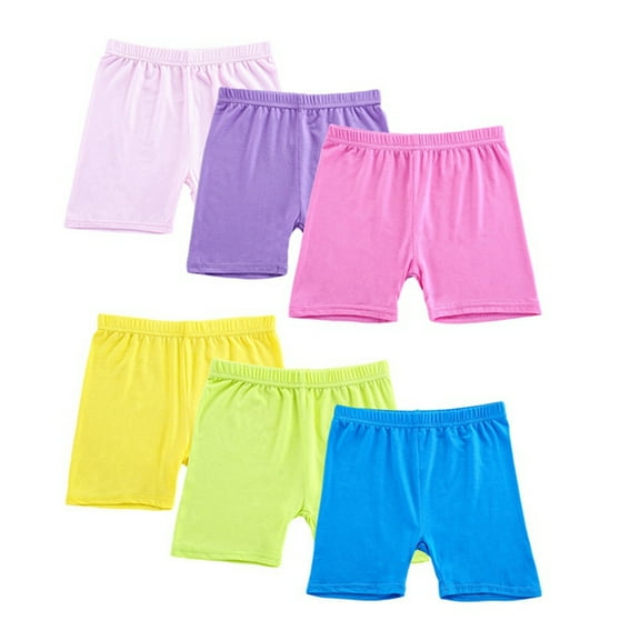 6 Pack Girls Dance Shorts Breathable Bike Shorts Toddler Under Dress Dance Short Kids Biker Safety Shorts 2-10 Years
