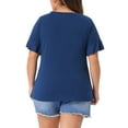 thumbnail image 4 of DARING DIVA Women's Plus Plain Crew Neck Ruffle Short Sleeves Blouse 3X Dark Blue, 4 of 6