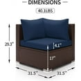 thumbnail image 3 of RADIATA® Outdoor Patio Wicker Corner Chair with Olefin Navy Cushions Single Sofa Piece Comfortable Durable Furniture Sofa for Patio Balcony Gatherings Party, 3 of 13