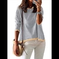 thumbnail image 2 of Suéteres de Mujer de Larga, Cuello Redondo, Rayas de Colores, Suéteres Casuales de Punto Gris L, 2 of 8