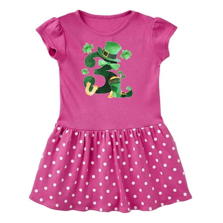 

Inktastic St. Patrick s 3rd Birthday Green Hat with Bow Tie Gift Toddler Girl Dress