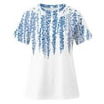 thumbnail image 4 of ICHUANYI Clearance Women Ladies Printing Short Sleeve Round Neck Pullover Lace Tops Blouse(White, XL) ICHUANYI WER2023080700541, 4 of 5