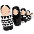 thumbnail image 2 of Muñecas rusas Matryoshka, 5 muñecas tradicionales de madera, color blanco y negro, regalo para niñas. Regalo de navidad, 2 of 6