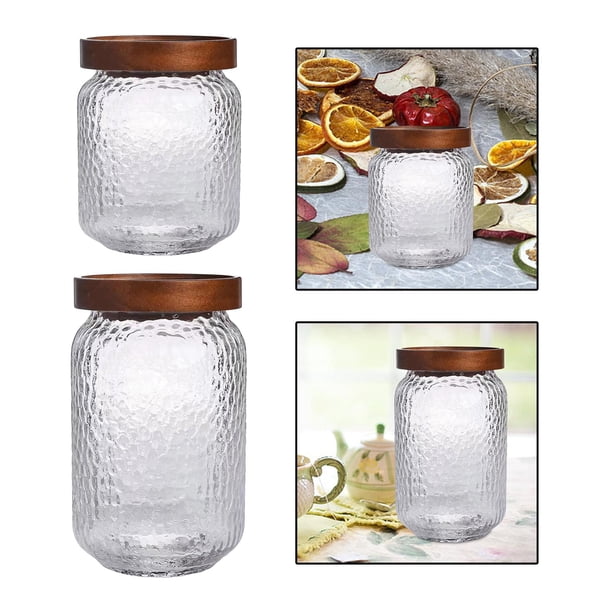 2x Airtight Storage Jar Cookie Jar with Lid Container Glass 500ml BLESIY Lata de bote de azúcar