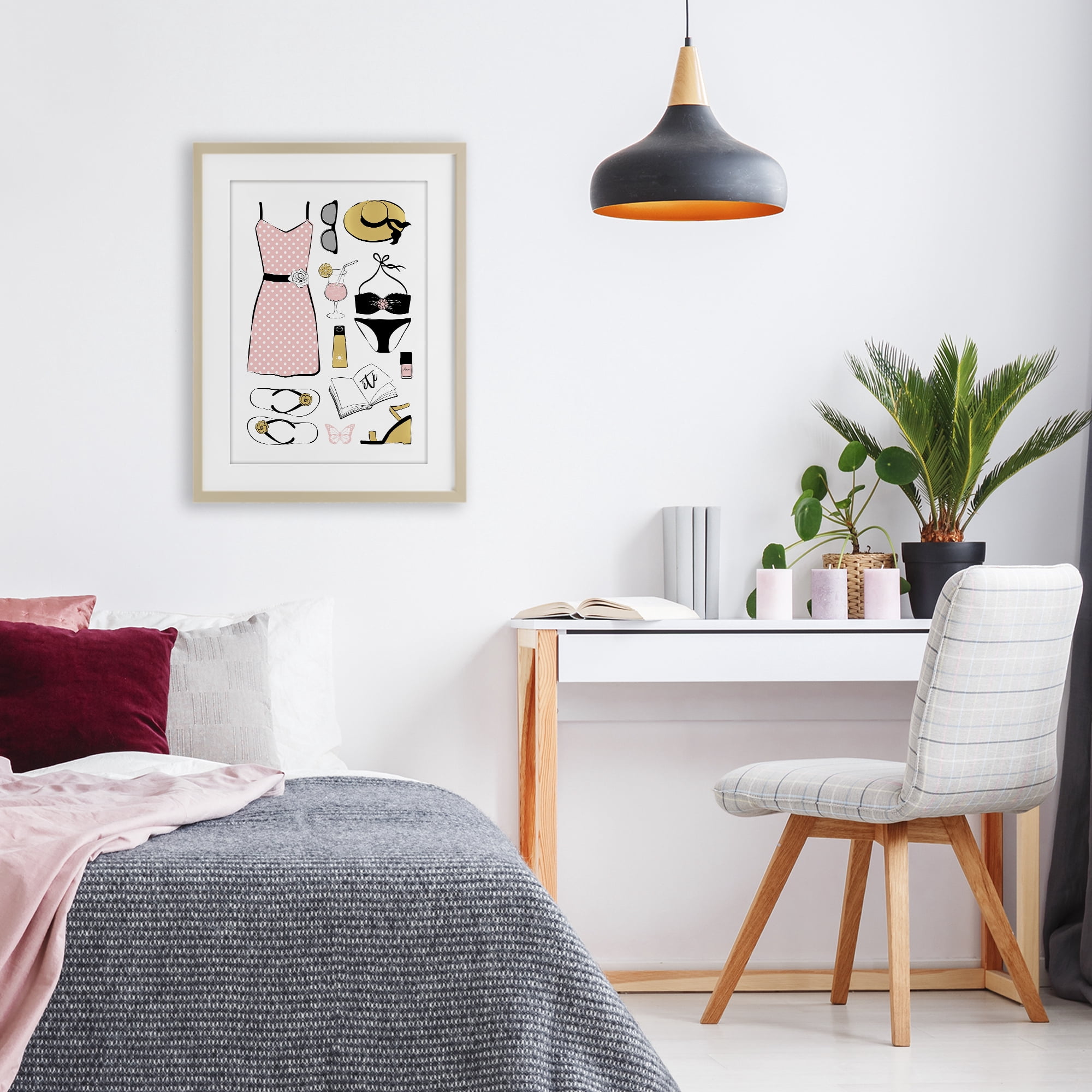 Stupell Industries Summer Vibes Necessities Birch Framed Print Under Glass, design by Martina Pavlova