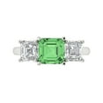 thumbnail image 2 of 4.0ct square emerald cut green Zircon 14k white gold 3 stone Bridal Wedding Engagement Promise Anniversary Ring for Women size 5.75, 2 of 7
